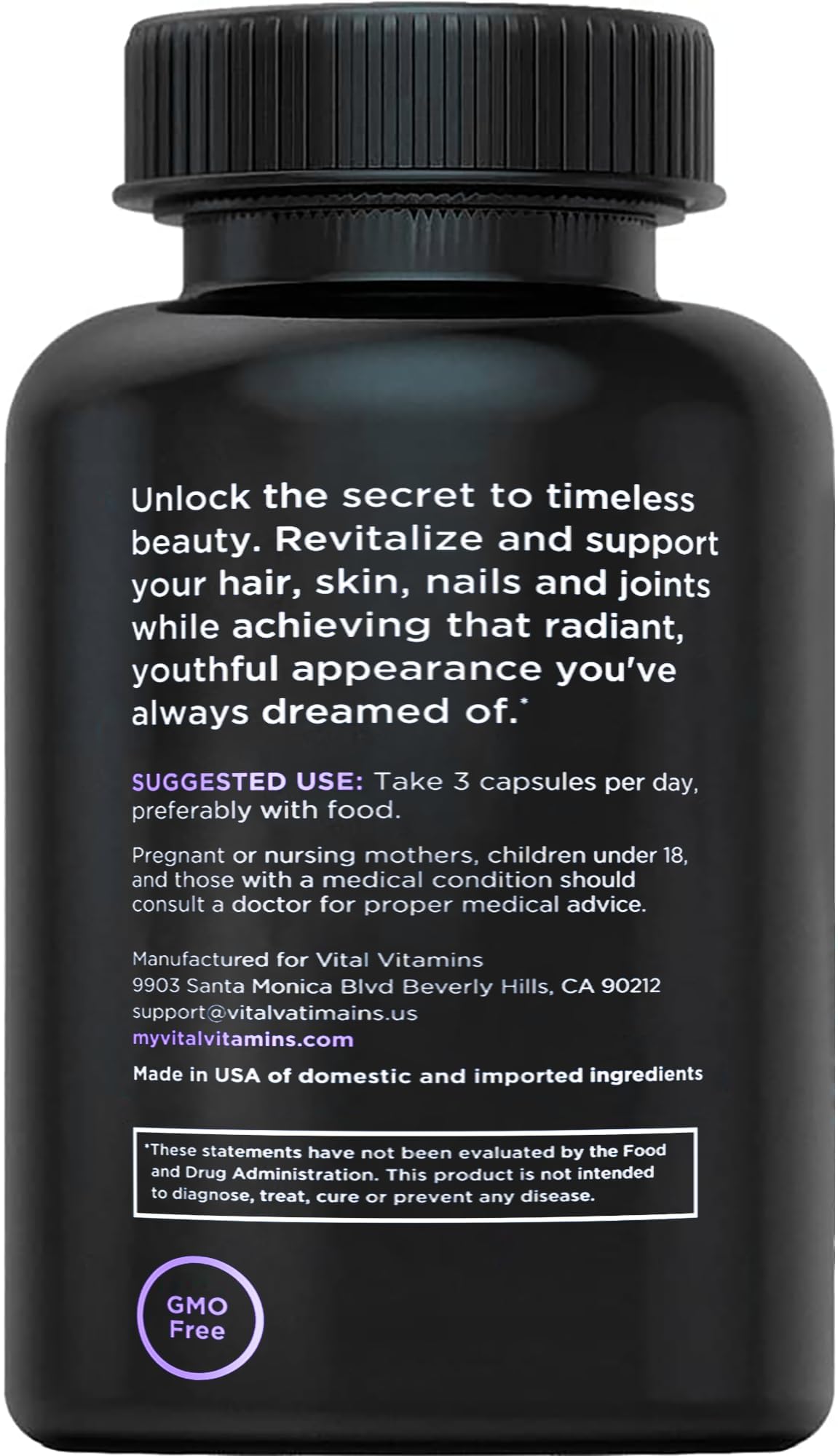 Vital Vitamins Multi Collagen for Women & Men - Type I, II, III, V, X - Grass Fed, Non-GMO - 150 Capsules