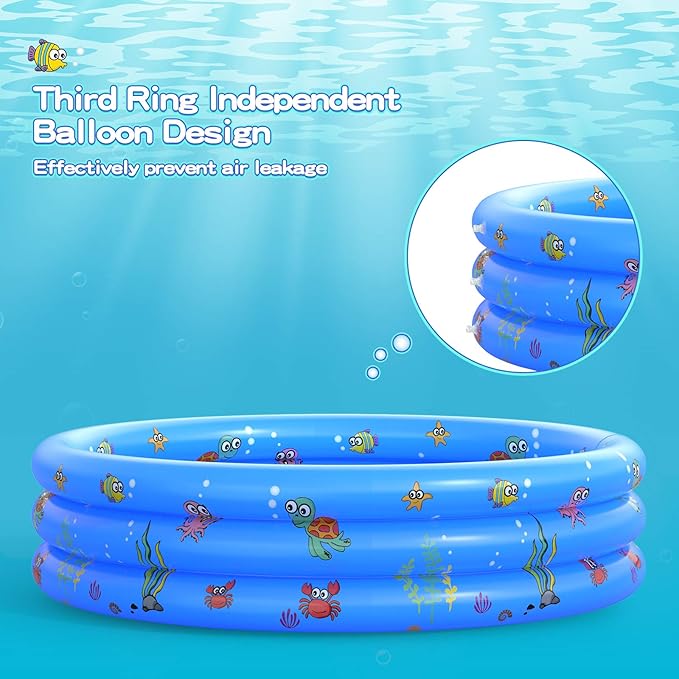 Garden Round Inflatable Baby Swimming Pool, Portable Inflatable Child/Children Little Pump Pool,Kiddie Paddling Pool Indoor&Outdoor Toddler Water Game Play Center for Kids/Girl/Boy nirvanaguru