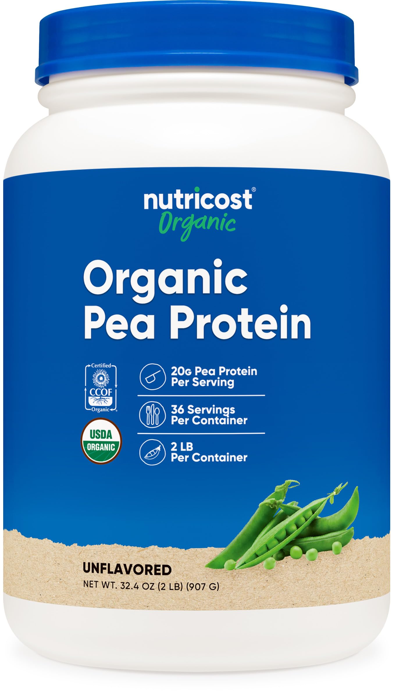 Nutricost Organic Pea Protein Isolate Powder (5LBS) - Unflavored, Certified USDA Organic, Protein from Plants, Vegetarian Friendly, Gluten Free, Non-GMO - Nirvana Guru