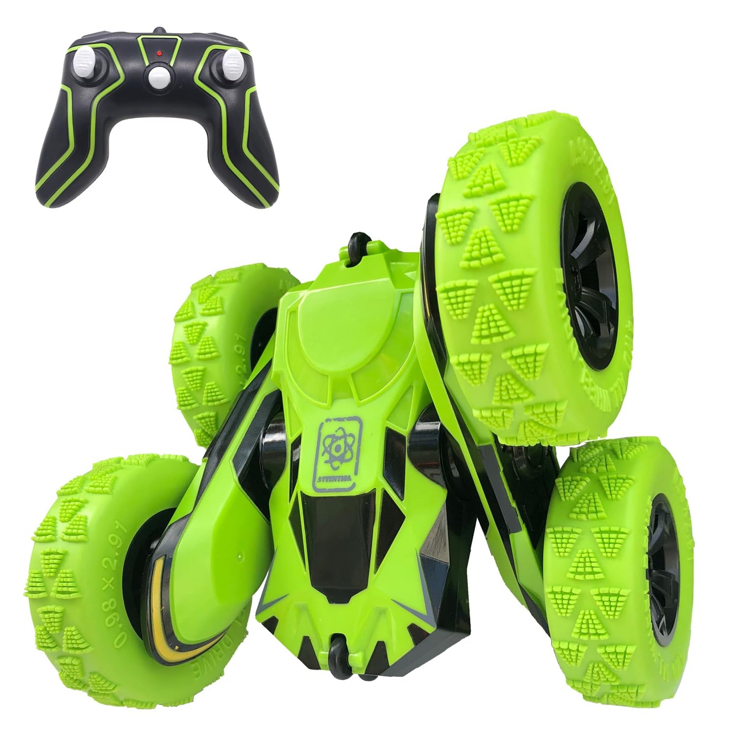 Threeking RC Stunt Cars Remote Control Car Double-Sided Driving 360-degree Flips Rotating Car Toy, Green Nirvana Guru