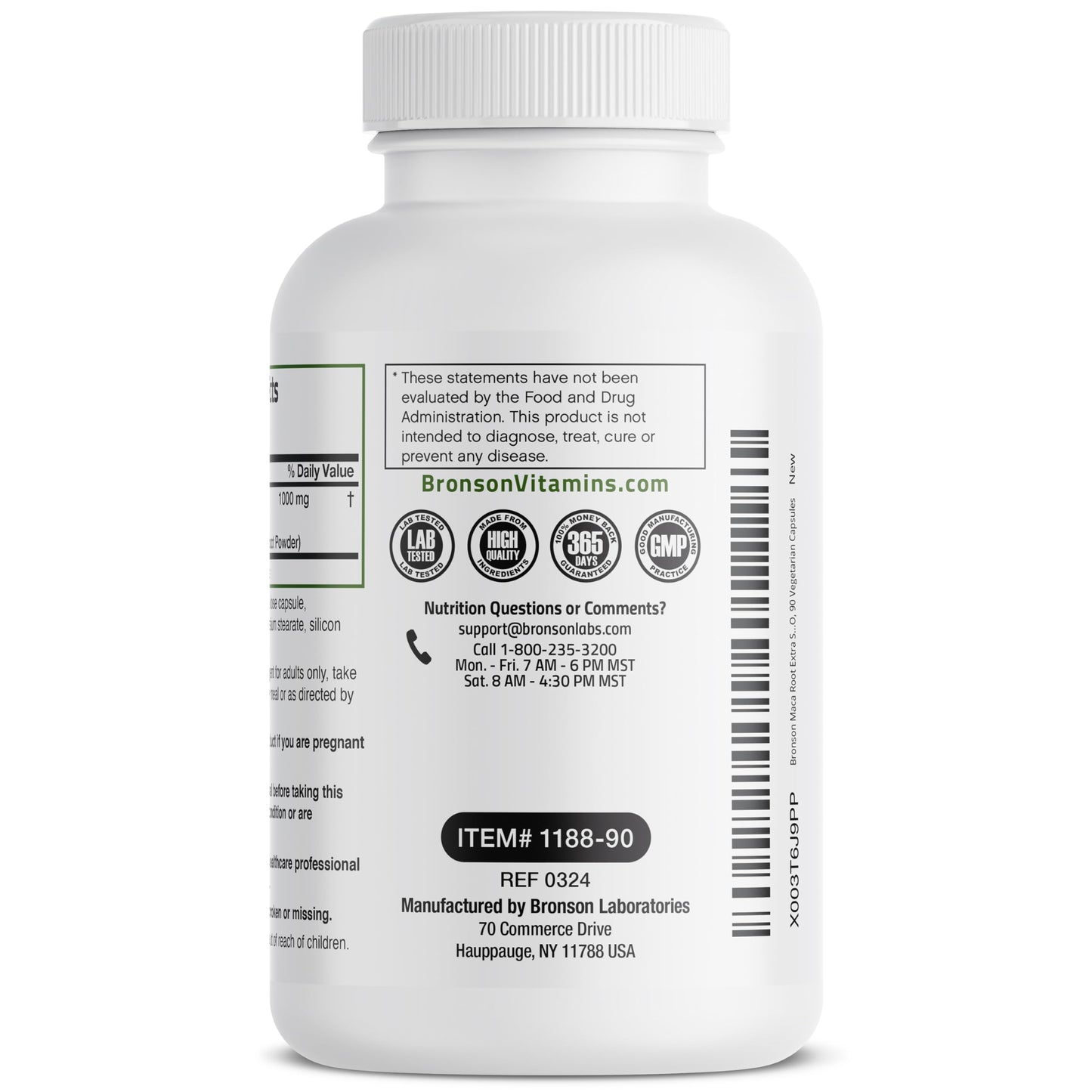 Bronson Maca Root Extra Lepidium Meyenii, Non-GMO, 120 Vegetarian Capsules