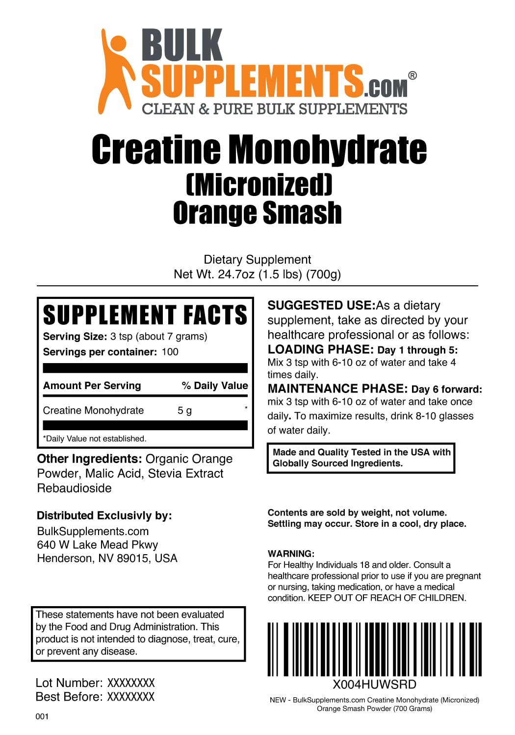BulkSupplements.com Creatine Monohydrate Powder - Creatine Supplement, Micronized Creatine, Creatine Powder - Unflavored & Gluten Free, 5g (5000mg) per Servings, 500g (1.1 lbs) (Pack of 1)