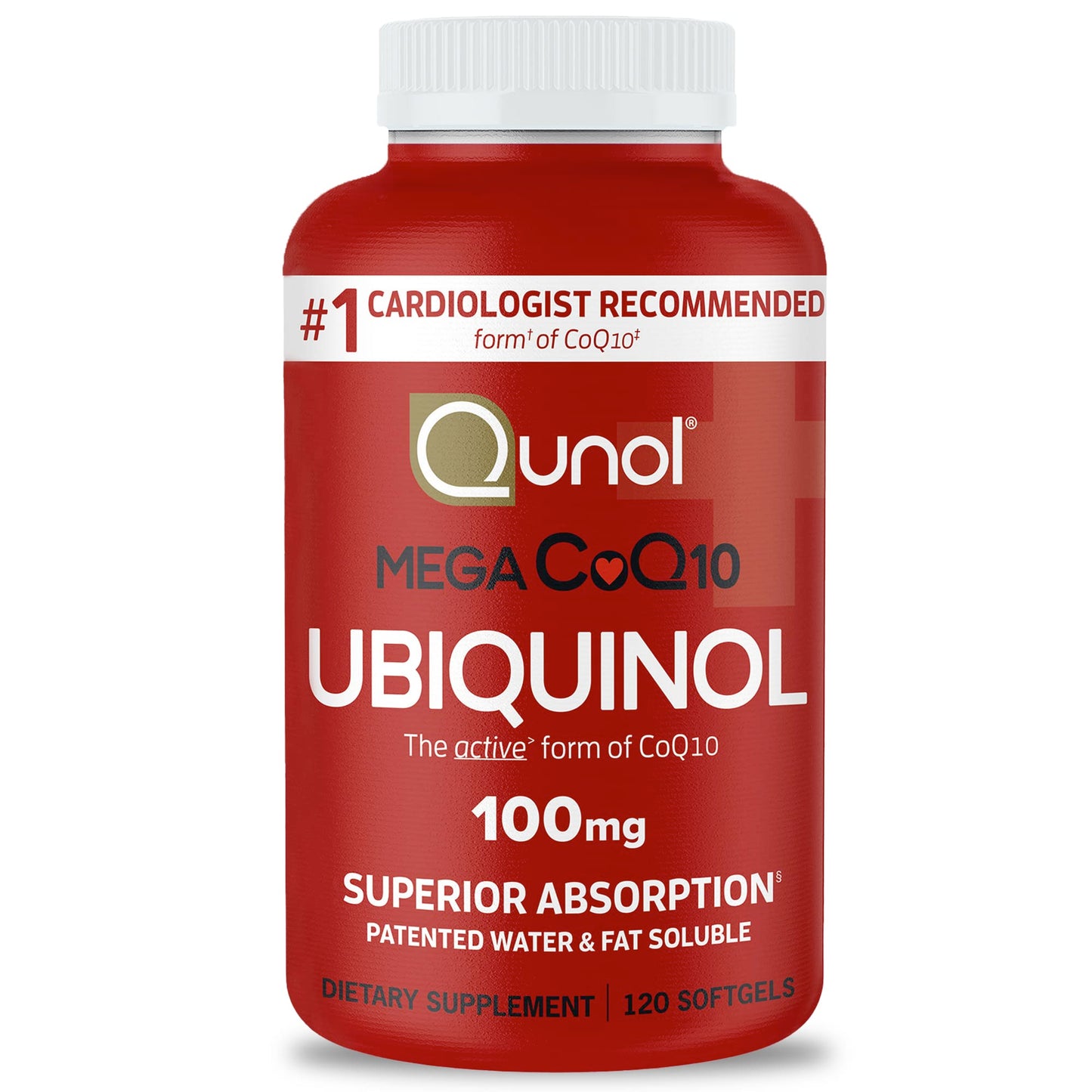 Qunol Mega Ubiquinol 100mg CoQ10, Superior Absorption, Patented Water and Fat Soluble Natural Supplement Form of Coenzyme Q10, Antioxidant for Heart Health, 100 Count Softgels Nirvana Guru