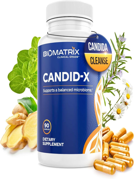 BioMatrix Candid-X Gut Cleanse with Berberine, Oregano, Sodium Caprylate, Chamomile, Ginger, PAU D'arco, Digestive Supplement for Men and Women | 90 Capsules Nirvana Guru
