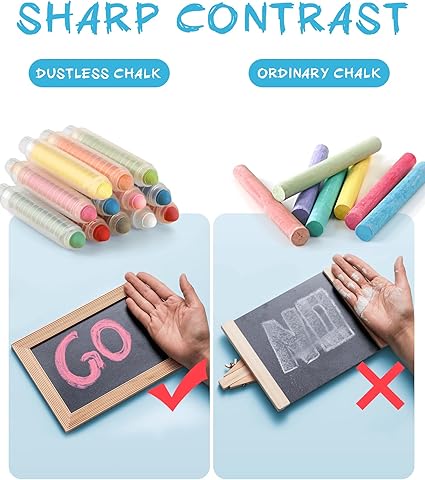 NewFamily Dustless Chalk for Kids, Colored Sidewalk Chalk With Holder,Non-Toxic Washable Toddlers Chalks Drawing Writing for Outdoor Art Play,Blackboard(12 Pcs) nirvanaguru