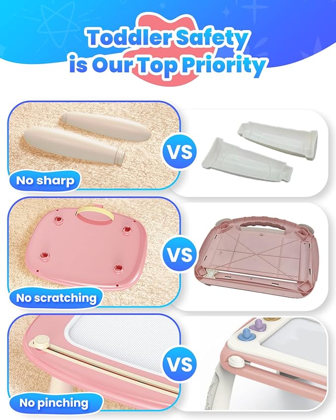 Magnetic Drawing Board, Toddler Girl Toys for 1-2 Year Old, Doodle Board Pad Learning and Educational Kids Toys for 1 2 3 Year Old Baby Girl Birthday Christmas GIF- Pink Nirvana Guru