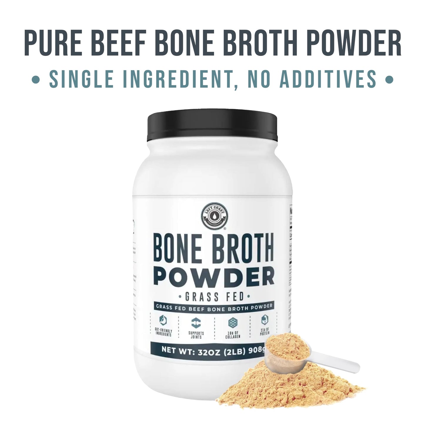 Bone Broth Protein Powder, Chocolate, Grass Fed 2lbs, 42 servings 16g protein, 13g Collagen. Low Carb, 2 net Carb, Dairy Free, Keto Friendly Bone Broth Protein Supplement with Collagen Types I & III - Nirvana Guru