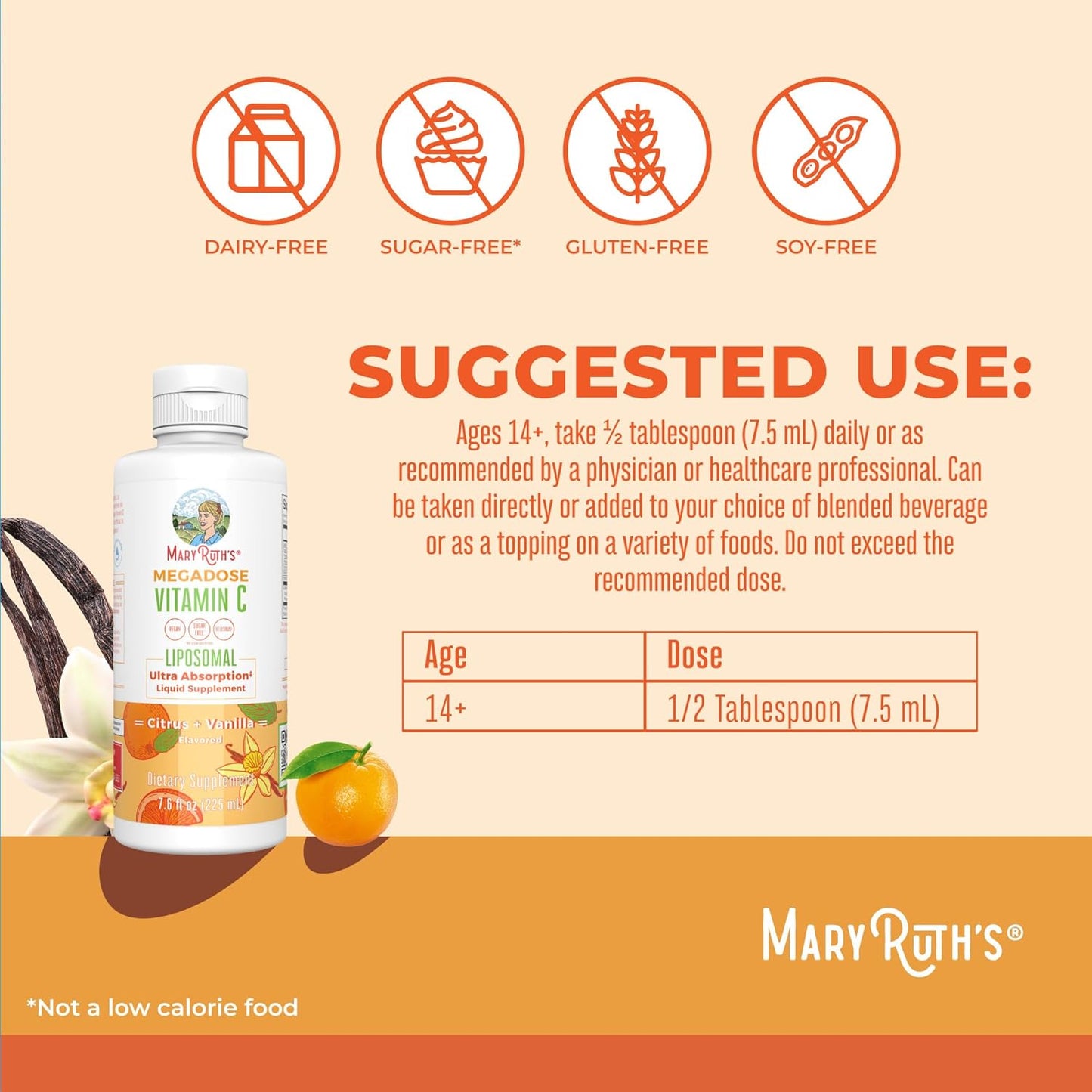 MaryRuth Organics Liposomal Vitamin C | Immune Support Supplement | Megadose Vitamin C Supplement 500mg | Skin Care | Liquid Vitamin C | Vitamin E | Vegan | Non GMO | 30 Servings - Nirvana Guru