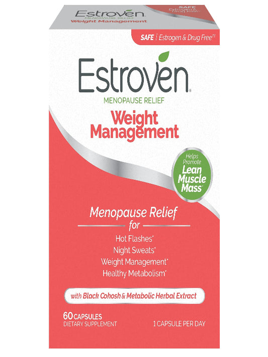 Estroven Weight Management for Menopause Relief - 30 Ct. - Clinically Proven Ingredients Help Manage Weight, Provide Night Sweats & Hot Flash Relief - Drug-Free & Gluten-Free Caplets