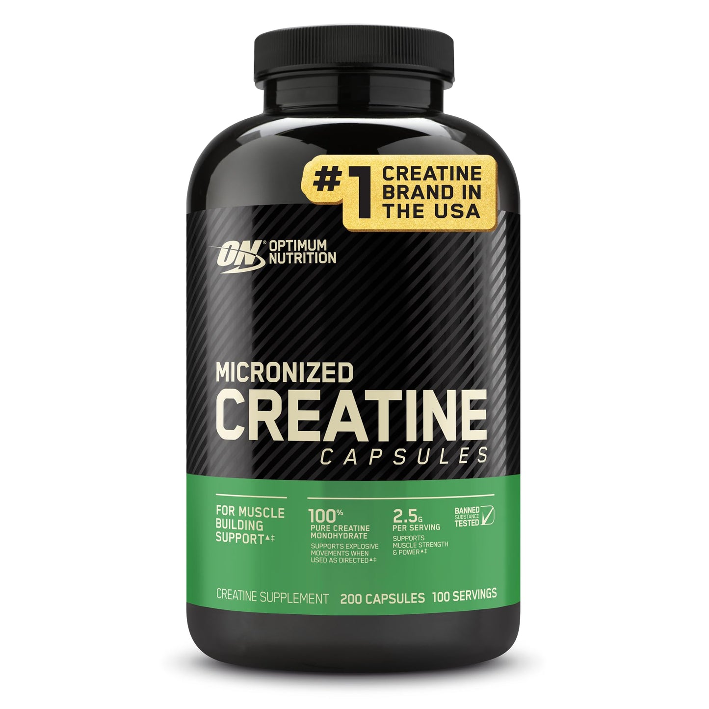 Optimum Nutrition Micronized Creatine Monohydrate Capsules, Keto Friendly, 2500mg, 100 Capsules - Nirvana Guru