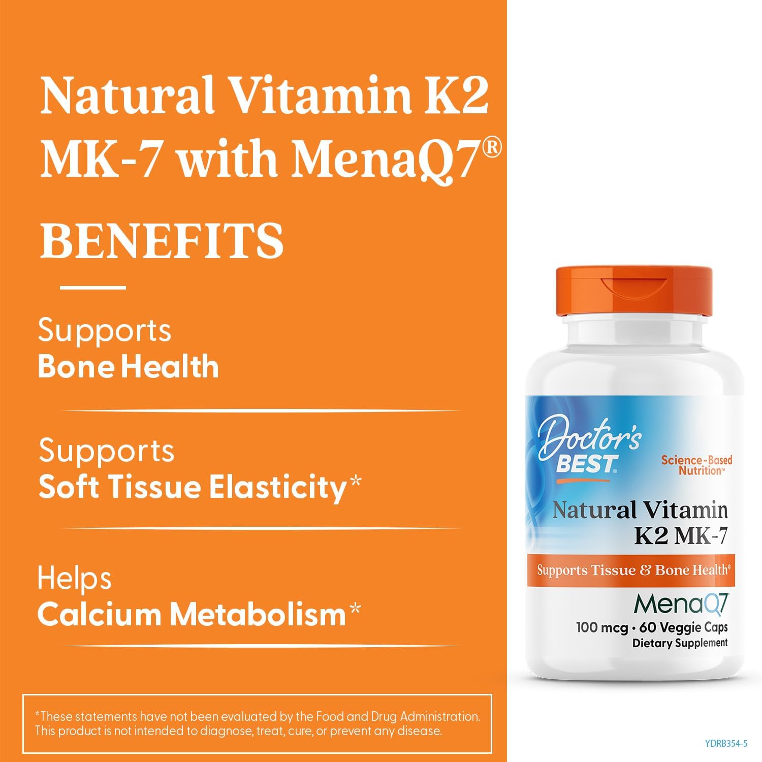 Doctor's Best Natural Vitamin K2 Mk-7 with MenaQ7, 100mcg Vitamin K2 Supplement Supports Bone Health, Non-GMO, 60 Veggie Capsules - Nirvana Guru