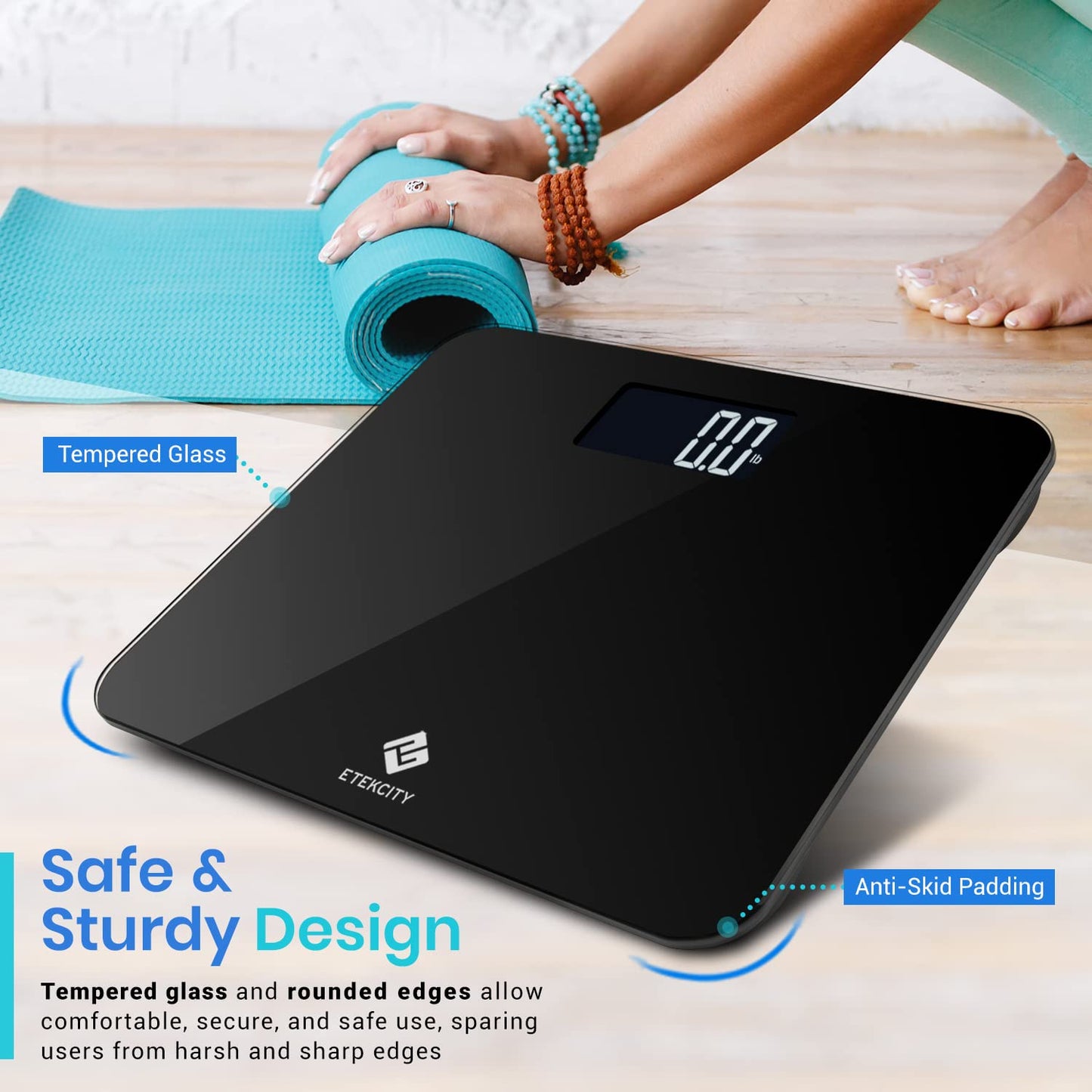 Etekcity Digital Body Weight Bathroom Scale, Large Blue LCD Backlight Display, High Precision Measurements,6mm Tempered Glass, 400 Pounds Nirvana Guru