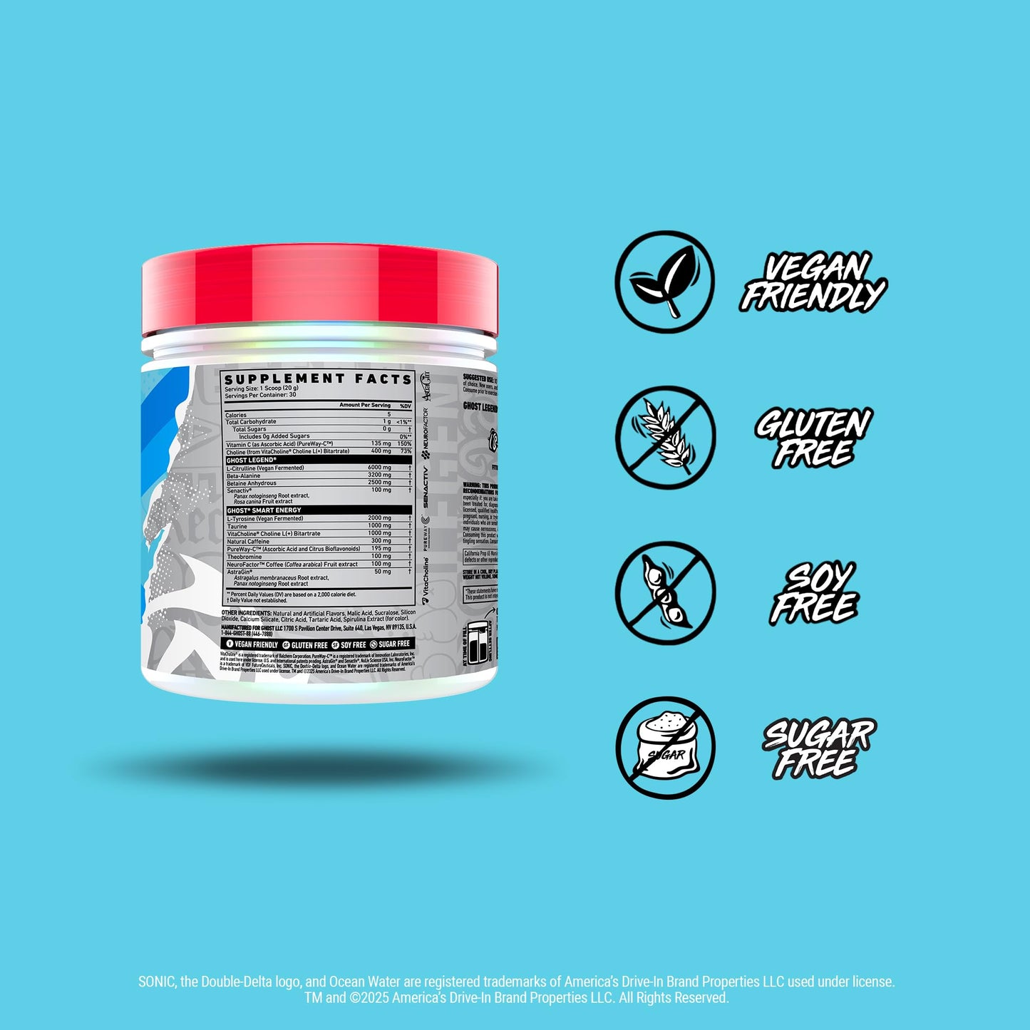 GHOST Legend Pre-Workout Powder, Blue Raspberry - 30 Servings – Pre-Workout for Men & Women with Choline, L-Citrulline, & Beta Alanine for Energy & Focus Nirvana Guru