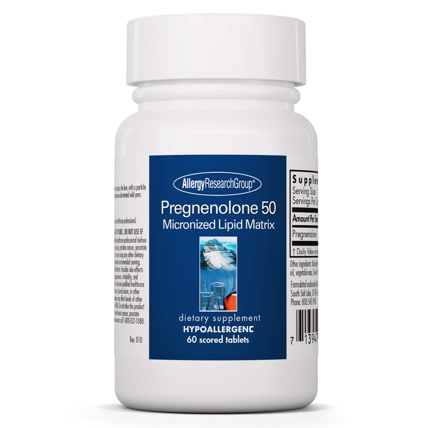 Allergy Research Group Pregnenolone Supplement - Progesterone Supplements 50mg, Hormone & Stress Support, Made from Non-GMO Wild Yam, Micronized Lipid Matrix, Plant-Sourced, Scored Tablets - 60 Count Nirvana Guru