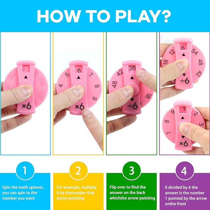9 Pcs Math Fidget Spinners – Educational Fidget Toys for Kids | Learn Multiplication & Division with Math Spinner Game | Classroom Rewards & Home Learning nirvanaguru
