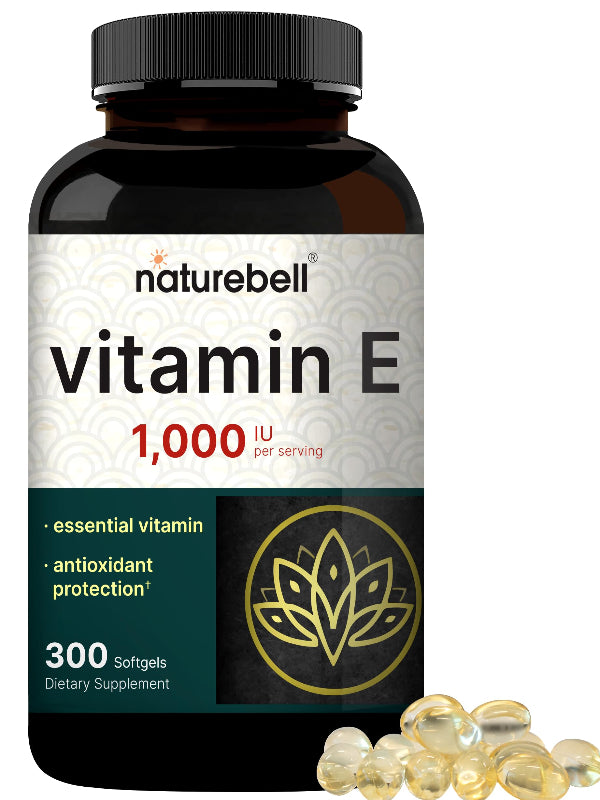 NatureBell Vitamin E Oil Softgels, 1,000 IU Per Serving, 300 Pills | Essential Antioxidant Supplements, Easily Absorbed Form – Supports Skin, Heart, & Immune Health – Non-GMO Nirvana Guru