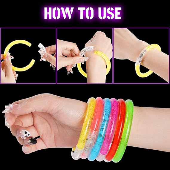 24Pcs Glow in the Dark Party Supplies for Kids/Adults, Flashing Light up Toys LED Bracelets Halloween Glow Sticks, Mardi Gras Party Favors Carnival Birthday Concert Gifts Accessory nirvanaguru