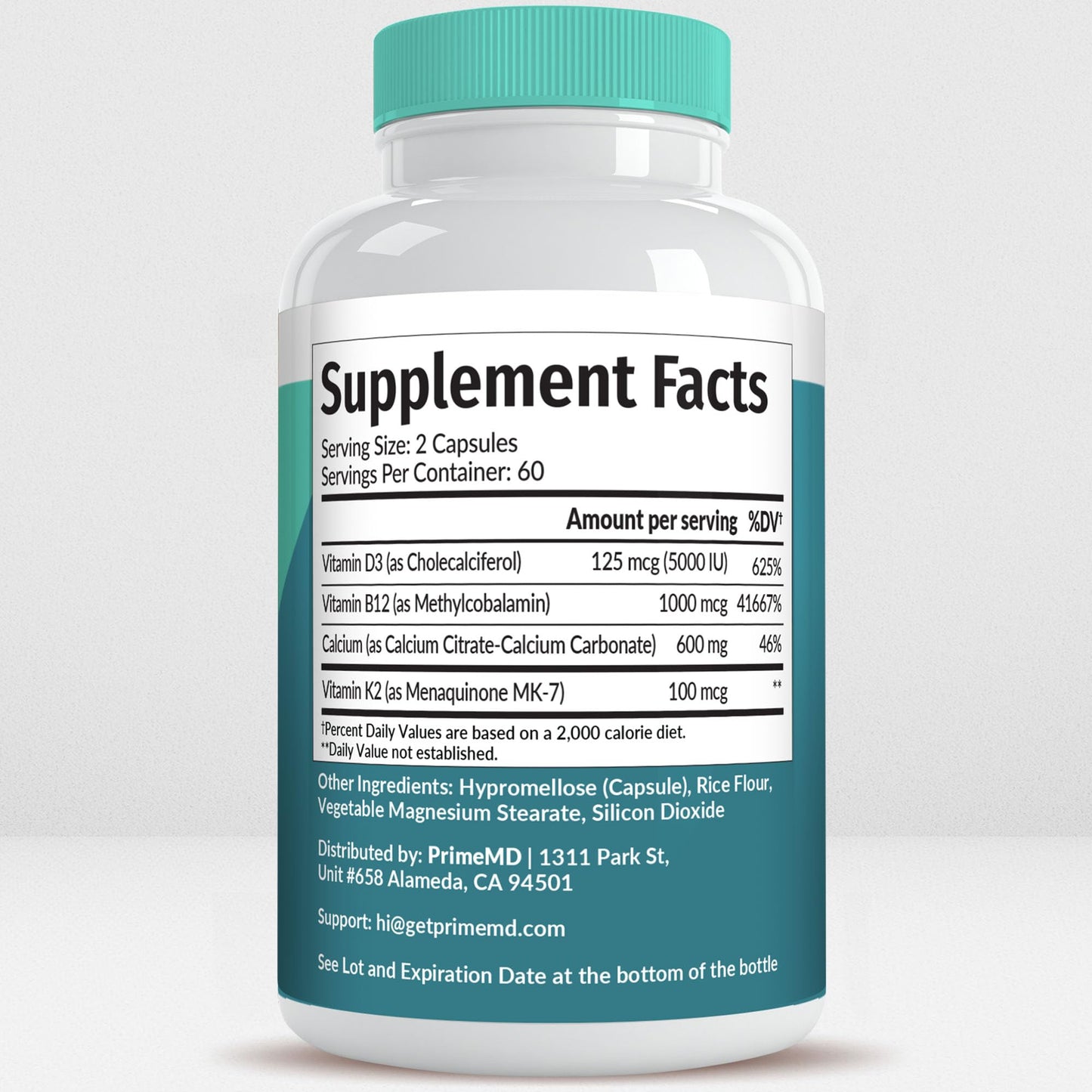 4-in-1 Calcium 1200mg with Vitamin D3 - Calcium Supplement for Women and Men with Vitamin K2 B12 5000 IU - Extra Strength Calcium Citrate for Bone and Heart Support (120ct) Nirvana Guru
