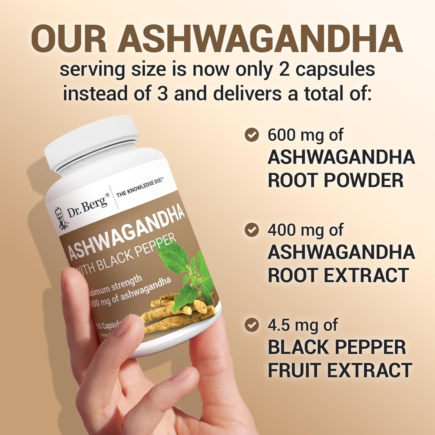 Dr. Berg Ashwagandha Capsules 1000mg - Includes Ashwagandha Root with Black Pepper from Bioperine - Ashwagandha Supplements 90 Capsules - Nirvana Guru