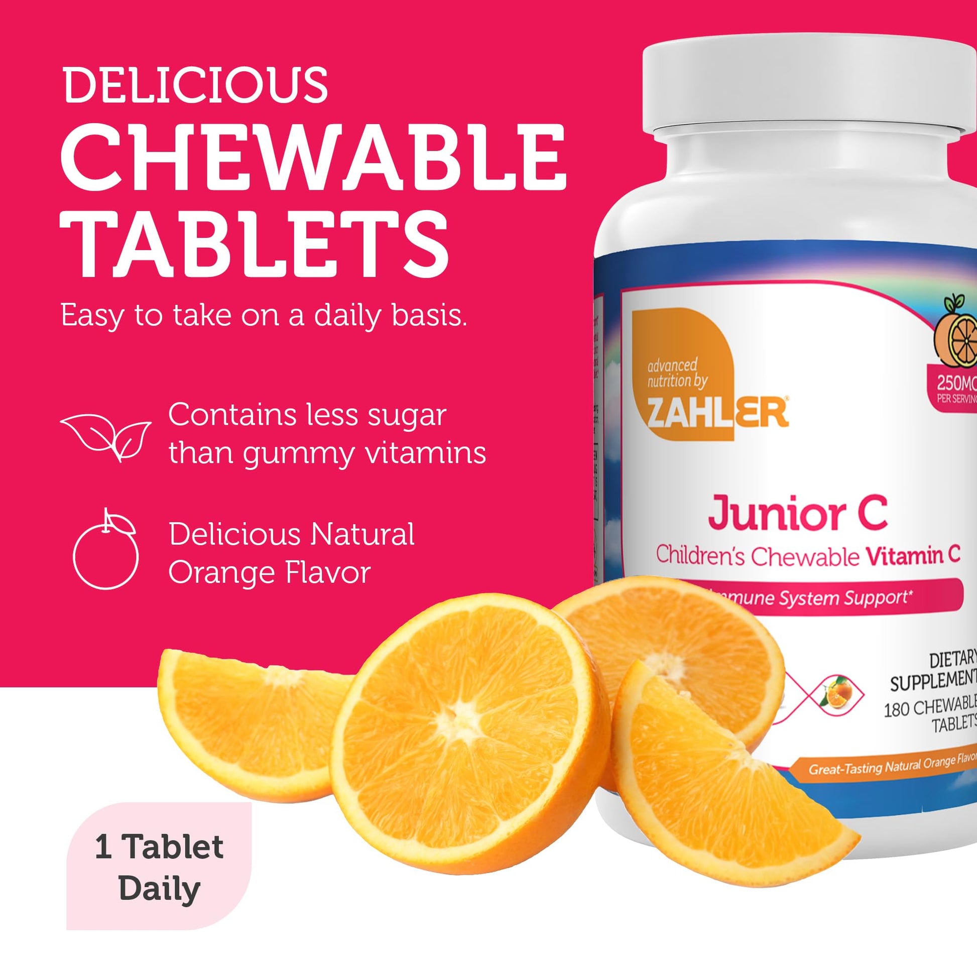 Zahler Junior C Advanced Chewable Vitamin C for Kids - Immune Support Kids Vitamins in Delicious Orange Flavor - Kosher Kids Vitamin C for Immunity - Vitamin C Chewable Antioxidant - (180 Count) - Nirvana Guru