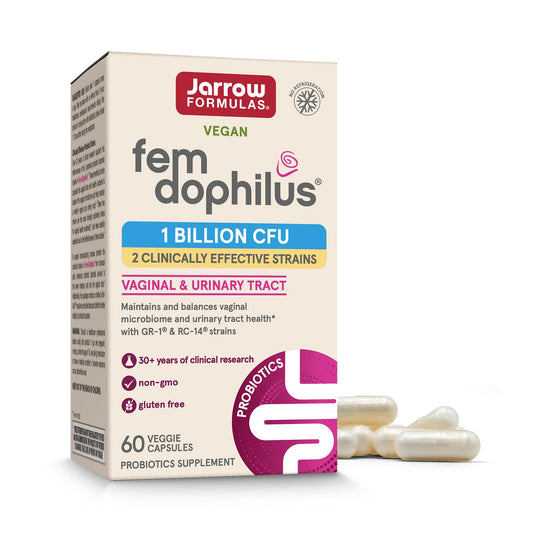 Jarrow Formulas Fem-Dophilus Probiotics 1 Billion CFU With 2 Clinically Effective Strains, Dietary Supplement for Vaginal Health and Urinary Tract Health, 60 Veggie Capsules, 60 Day Supply - Nirvana Guru