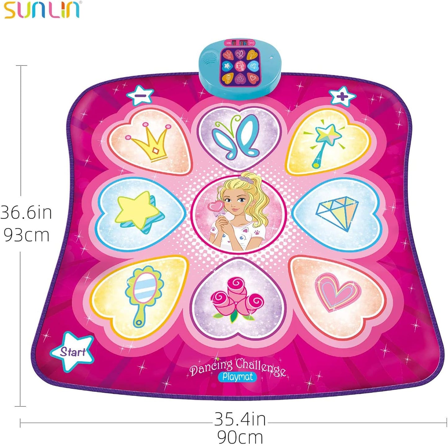 SUNLIN Dance Mat - Dance Mixer Rhythm Step Play Mat - Dance Game Toy Gift for Kids Girls Boys - Dance Pad with LED Lights, Adjustable Volume, Built-in Music, 3 Challenge Levels (3-12 Years Old) Nirvana Guru