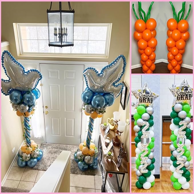 Balloon Column Stand Set of 2, Adjustable 7 Feet Ballon Arch Stands with Bases for Floor, Tall Baloon Tower Pillar Assembly Kit for Halloween, Birthday, Party Decorations nirvanaguru