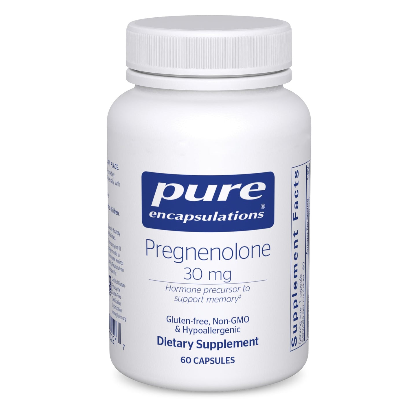 Pure Encapsulations Pregnenolone - 30 mg - Hormone Support - Memory Support & Brain Supplement - Gluten Free & Vegan - 180 Capsules - Nirvana Guru