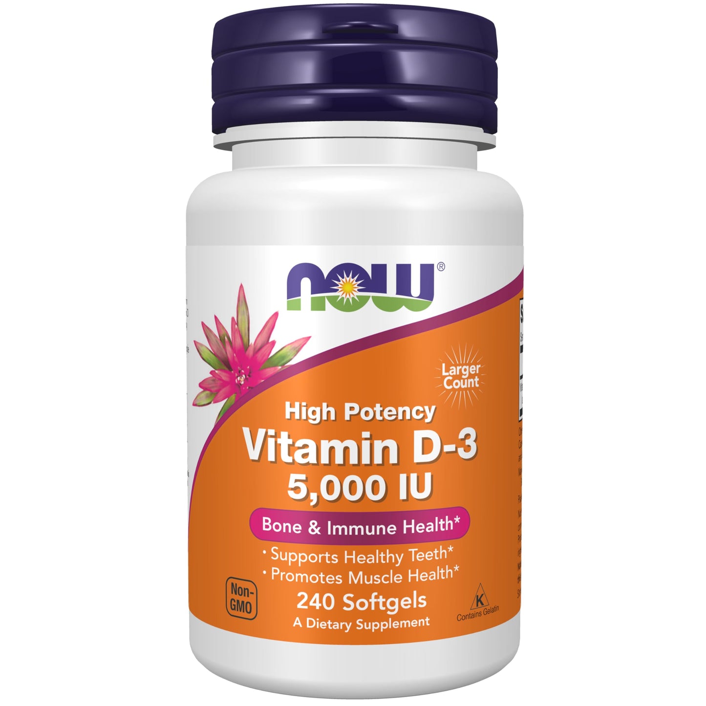 NOW Foods Supplements, Vitamin D-3 5,000 IU, High Potency, Structural Support*, 240 Softgels - Nirvana Guru