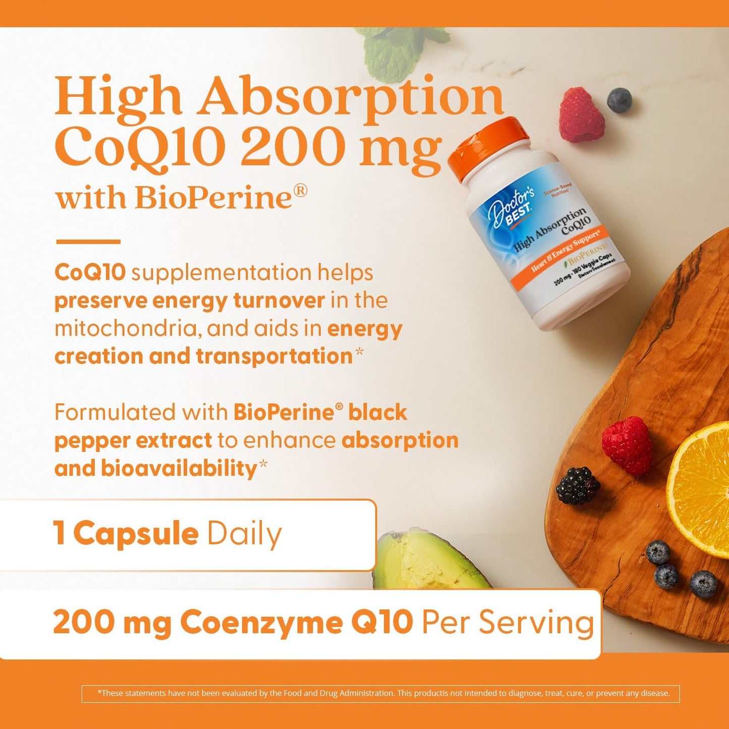 Doctor's Best High Absorption CoQ10, Heart & Energy Support, USP Verified, Naturally Fermented CoQ10, Non-GMO Gluten Free, Soy Free, Vegan 180 Veggie Caps - Nirvana Guru