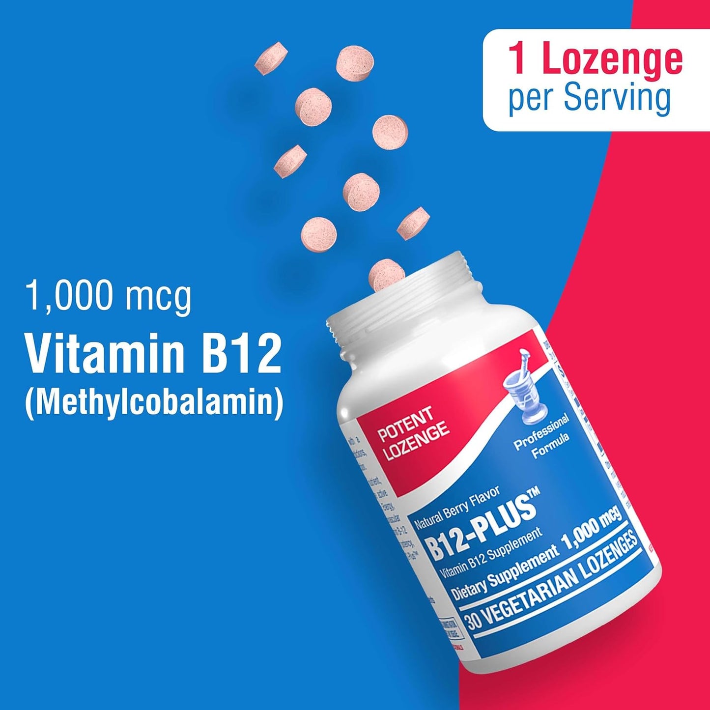 Vitamin B12 Methylcobalamin 1000 mcg - Clinical Formula Methyl B12 Sublingual 1000 mcg Tasty Lozenges for Energy Eye Nerve and Brain Support for Men and Women - 30 Count (Berry Flavor) Nirvana Guru