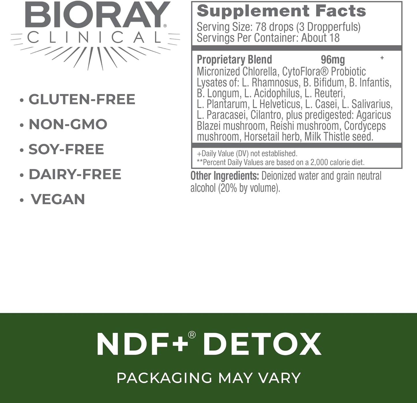 BIORAY Clinical NDF Plus - 1 fl oz - Naturally Removes Toxins from The Body - Non-GMO, Vegetarian, Gluten Free Nirvana Guru