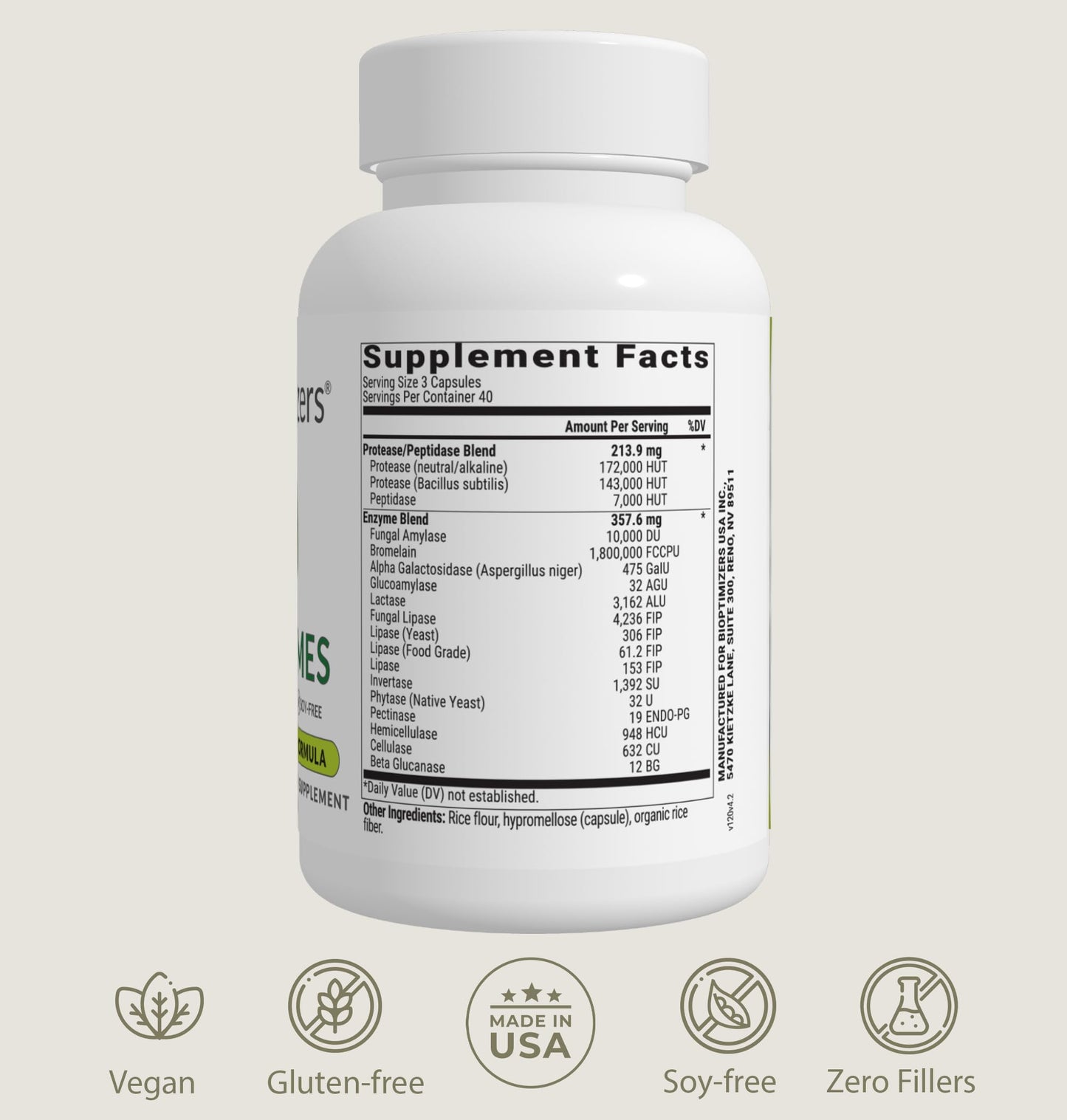 BiOptimizers MassZymes - Complete Digestive Enzymes Supplement for Gut Health - Bloating Relief for Men and Women - Lipase Amylase Bromelain Digestive Enzymes (250 Capsules) Nirvana Guru