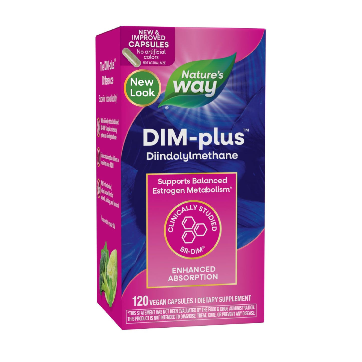 Nature's Way DIM-Plus, DIM Supplement, Supports Balanced Estrogen Metabolism*, Supports Estrogen Hormone Balance*, Diindolylmethane, 120 Vegan Capsules (Packaging May Vary) - Nirvana Guru