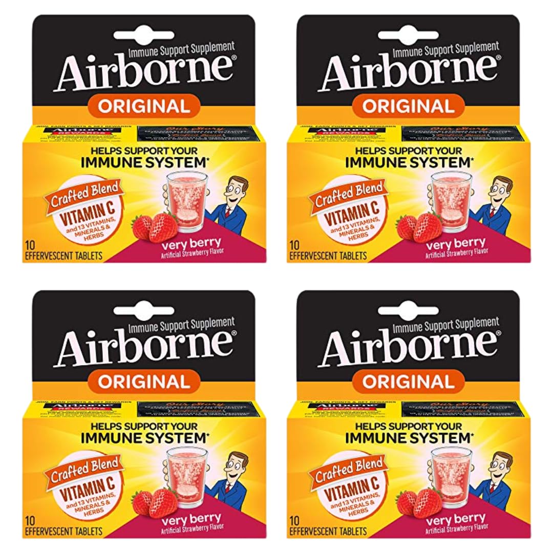 Airborne Very Berry Effervescent Tablets, 10 Count - 1000mg of Vitamin C - Immune Support Supplement (Packaging May Vary) (Pack of 3) Nirvana Guru