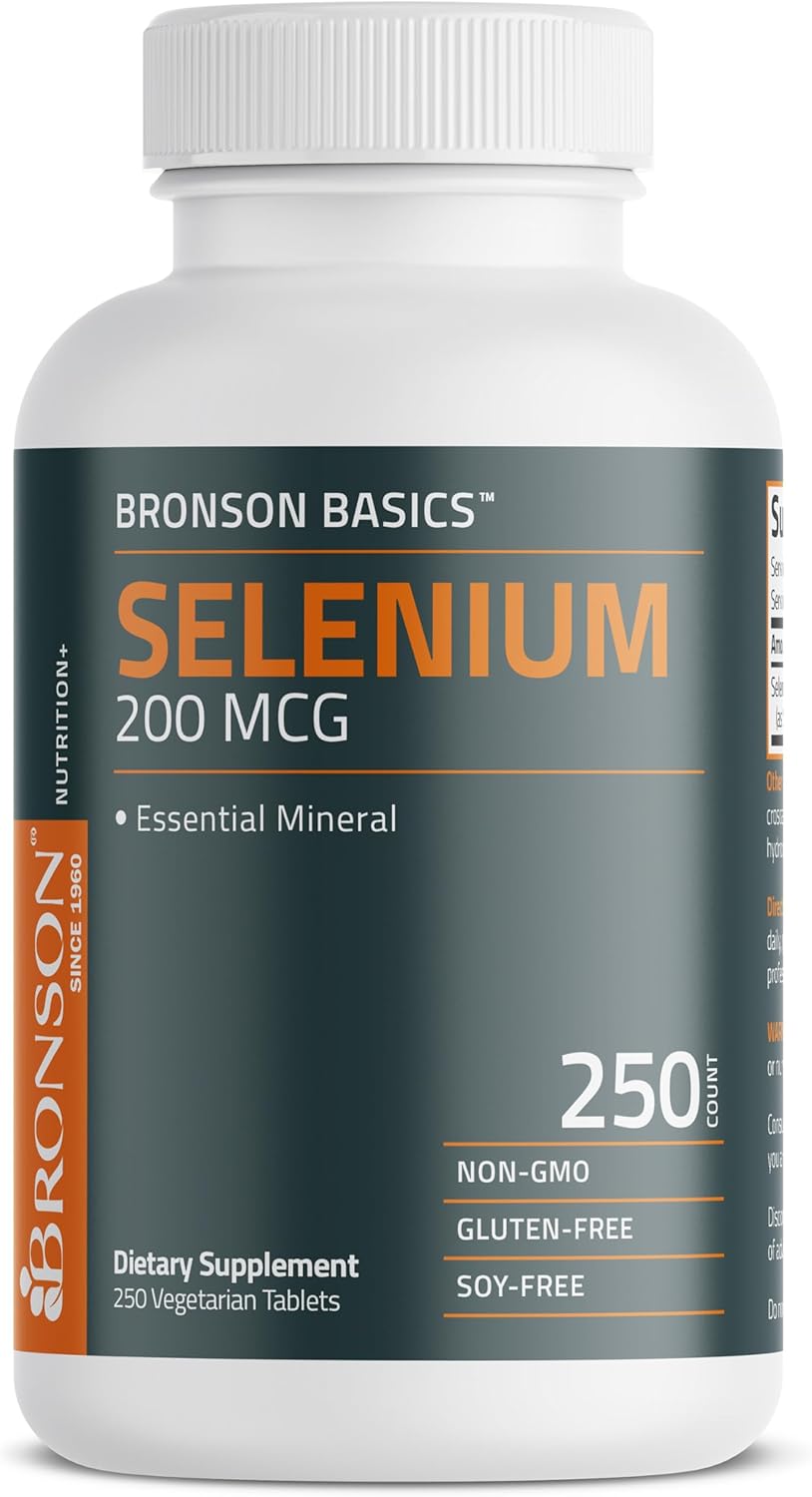 Bronson Selenium 200 mcg Immune & Antioxidant Support Essential Mineral, 250 Vegetarian Tablets Nirvana Guru