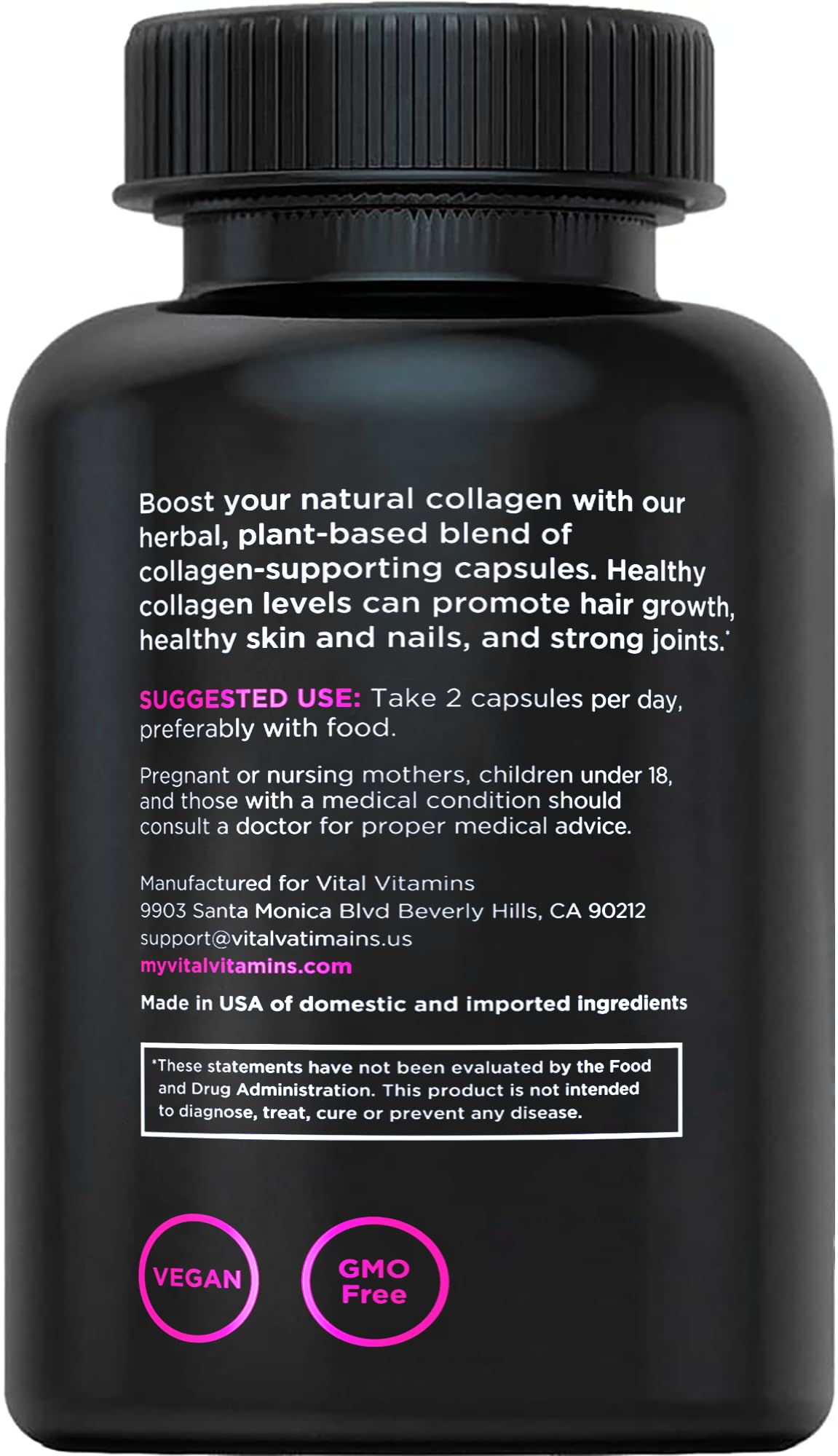 Vital Vitamins Multi Collagen for Women & Men - Type I, II, III, V, X - Grass Fed, Non-GMO - 150 Capsules