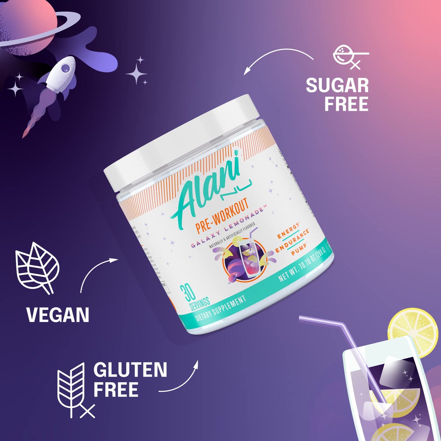Alani Nu Pre Workout Powder Hawaiian Shaved ICE, Amino Energy Boost, Endurance Supplement, Sugar Free, 200mg Caffeine, L-Theanine, Beta-Alanine, L-Citrulline, 30 Servings Nirvana Guru