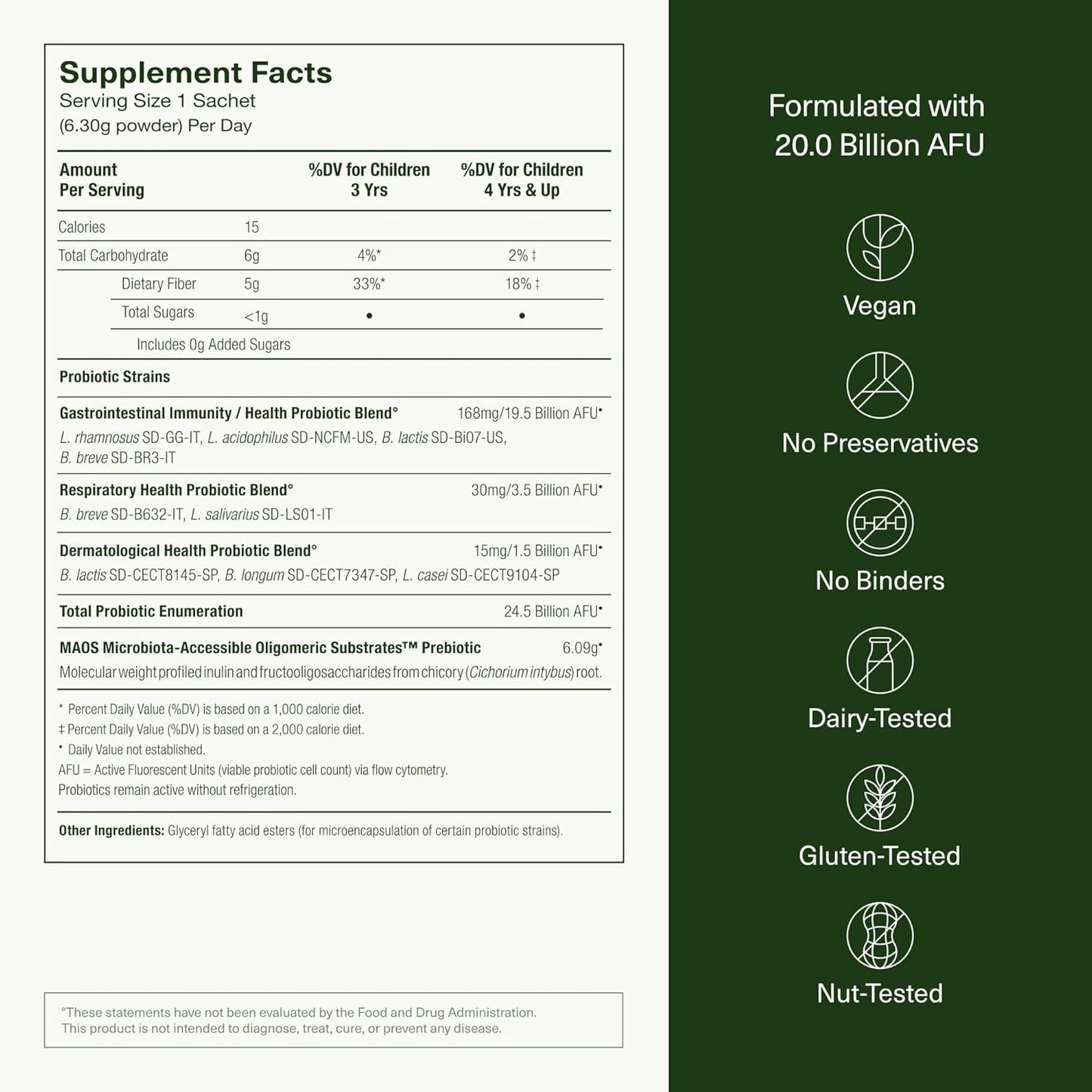 Seed PDS-08 Pediatric Daily Synbiotic - Fiber-Based Prebiotic & Probiotic for Kids - Digestive Health, Regularity, Constipation Relief - Ages 3-17 - Vegan and Shelf-Stable - 30 Sachets (30-Day Supply) - Nirvana Guru