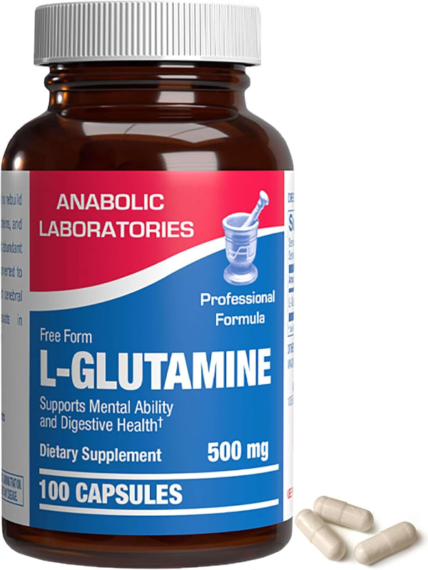 Free Form L-Glutamine Supplement - Clinical L Glutamine Capsules 500mg for Gut Health and Immune Support - Powerful Amino Acid Glutathione Precursor - Non-GMO & Made in The USA - 100 Servings Nirvana Guru
