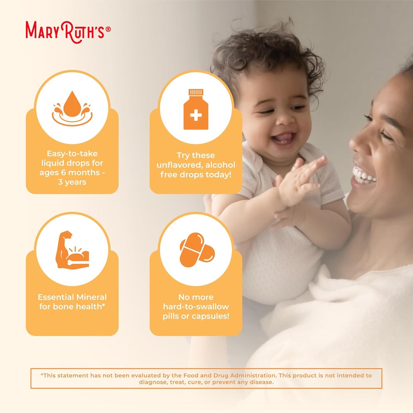 MaryRuth Organics USDA Organic Vitamin D Drops | Vitamin D3 Liquid | Sugar Free | Liquid Vitamin D Drops Immune Support for Infants & Toddlers | VIT D3 | Gluten Free | Non-GMO | 90-150 Servings - Nirvana Guru