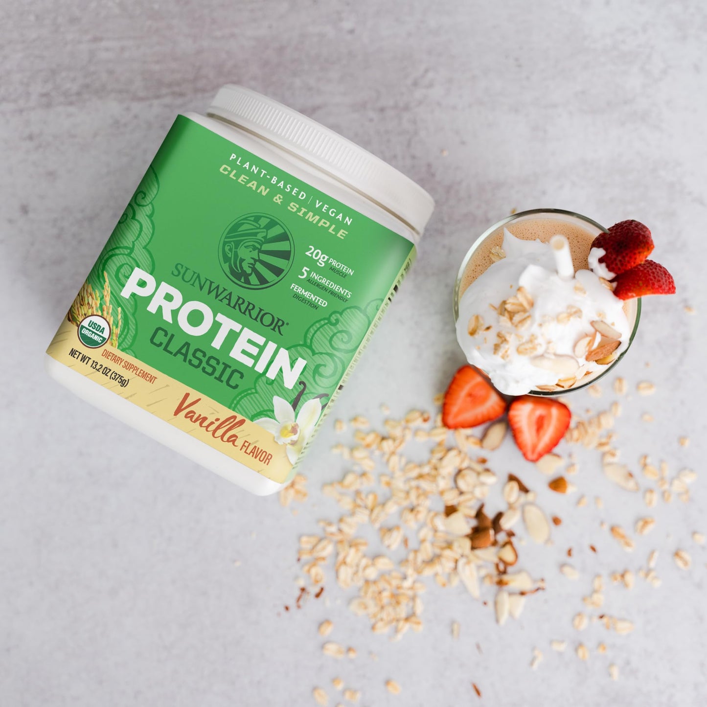 Brown Rice Protein Powder with Bcaa & Amino Acids Raw Rice Protein Shake Gluten Free Low Carb Dairy Free | Plant Based Classic Sprouted Brown Rice Protein Powder Natural 375g by Sunwarrior - Nirvana Guru