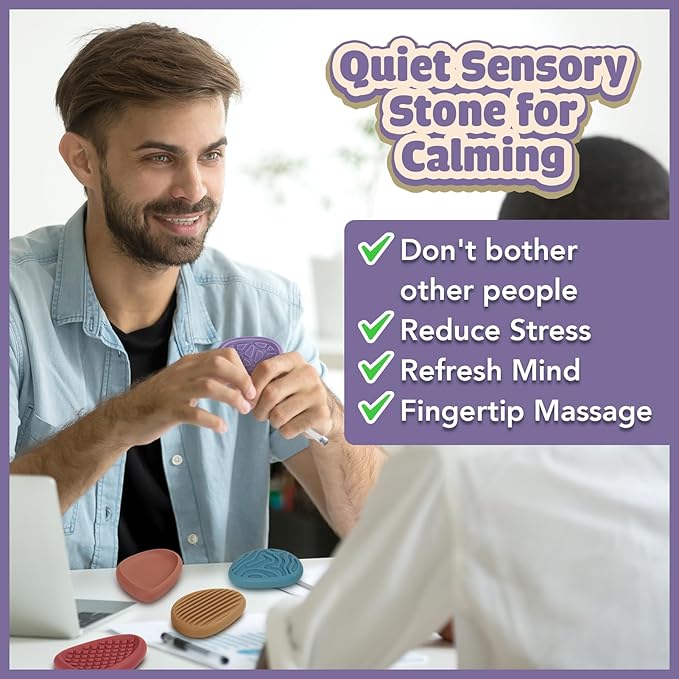 Fidget Toys Adults Sensory Stone: 8 Pack Texture Worry Stone for Kids Calming - Sensory Autism Toys for Anxiety Relief - Quiet Small Fidgets for Classroom Prizes nirvanaguru