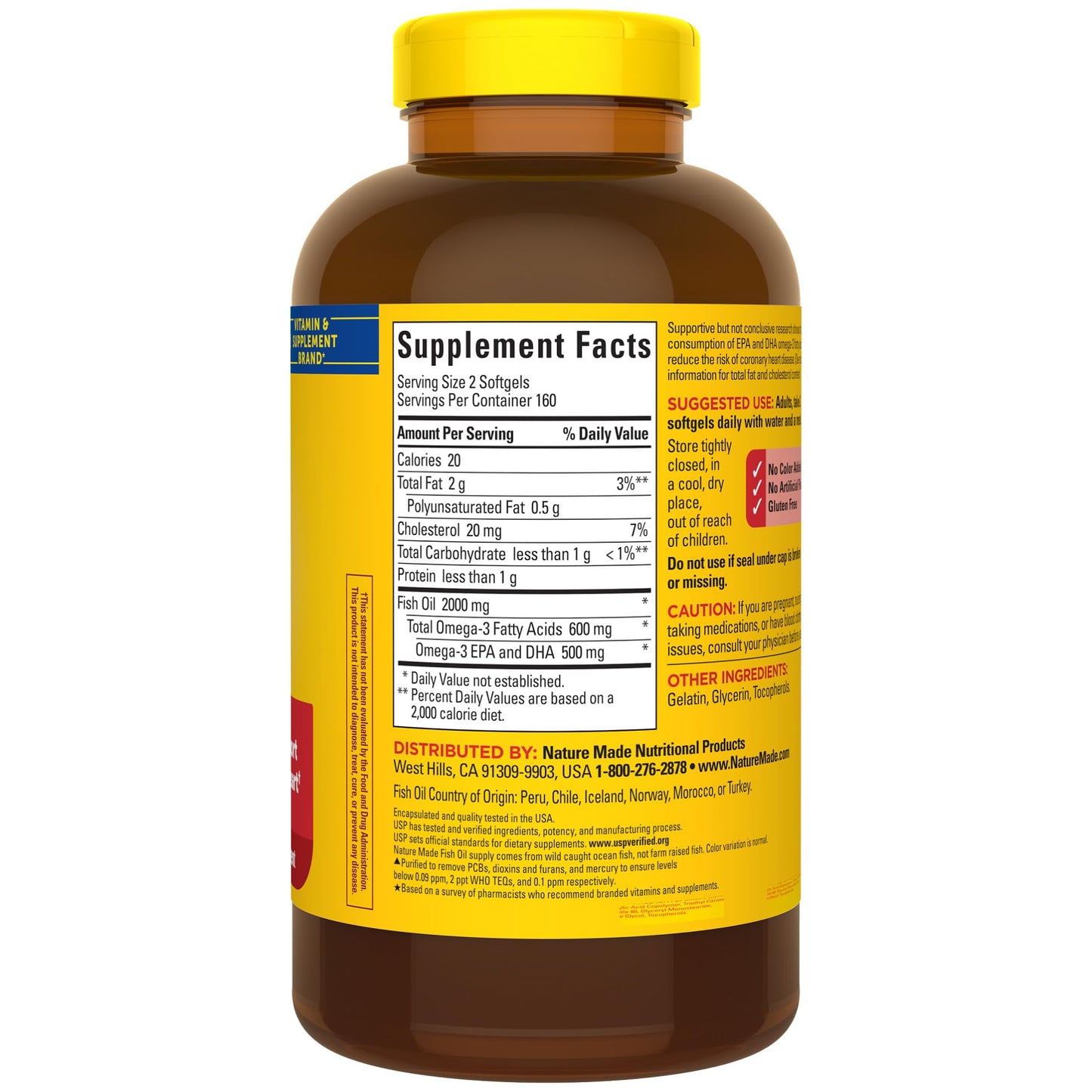 Nature Made Fish Oil Omega 3 Supplements, 1000mg Softgels, Omega 3 Fish Oil for Healthy Heart Support, 250 Softgels, 125 Day Supply - Nirvana Guru