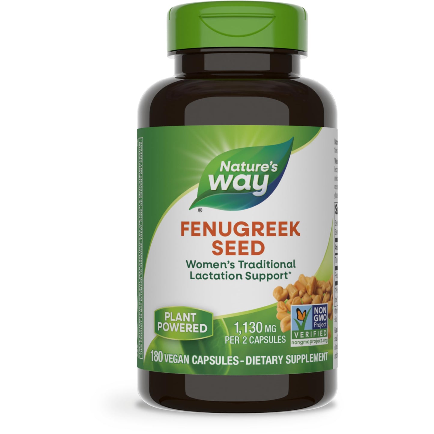 Nature's Way Fenugreek Seed Supplement, Fenugreek for Traditional Breastfeeding Lactation Support*, Non-GMO Project Verified, Vegan, 100 Capsules (Packaging May Vary) Nirvana Guru