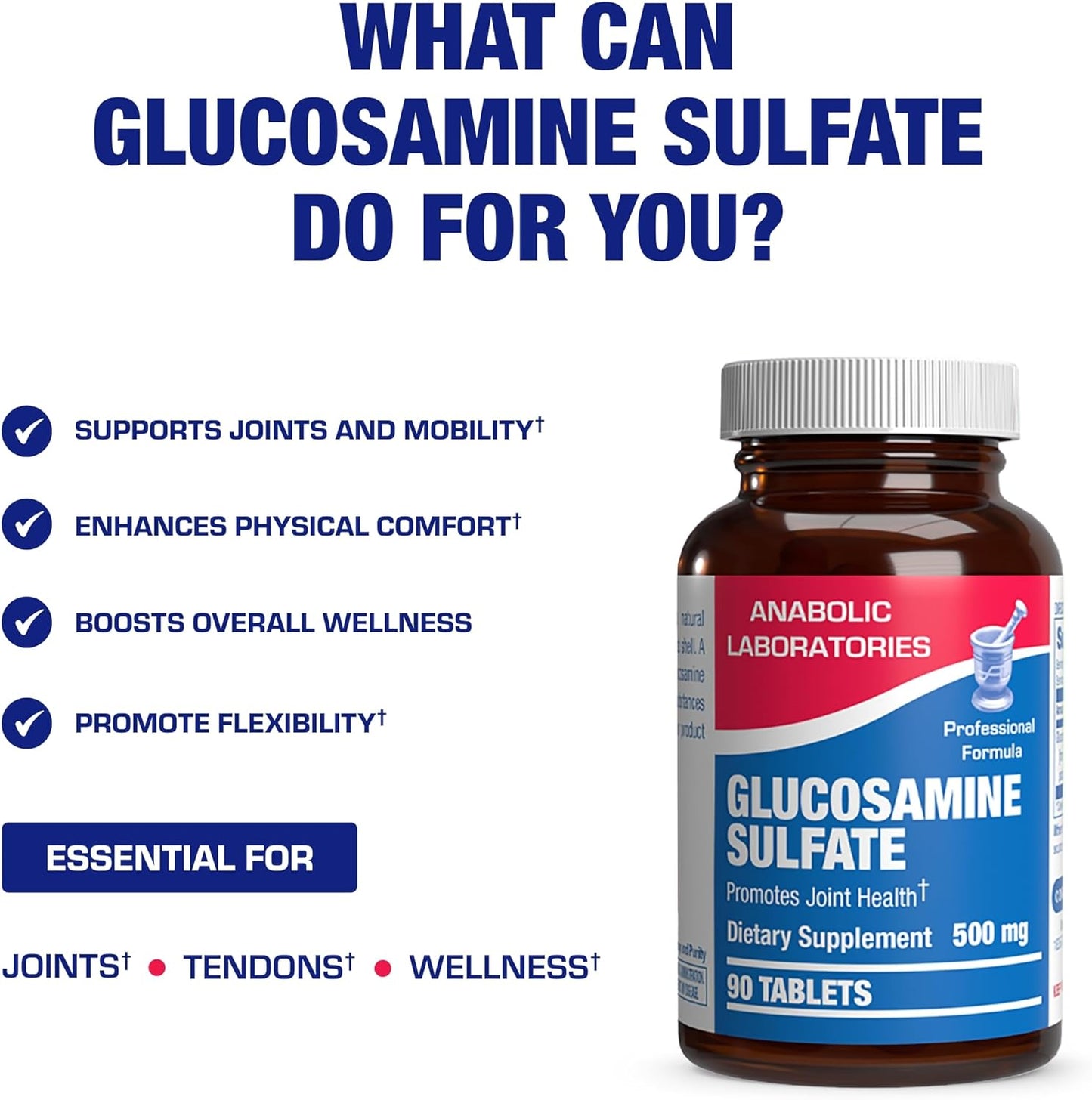Glucosamine Sulfate Joint Health Supplement - Soft Tissue Cartilage Tendon and Ligament Supplement for Enhanced Mobility Comfort and Flexibility - Non-GMO Sodium Free & Made in The USA - 90 Servings Nirvana Guru