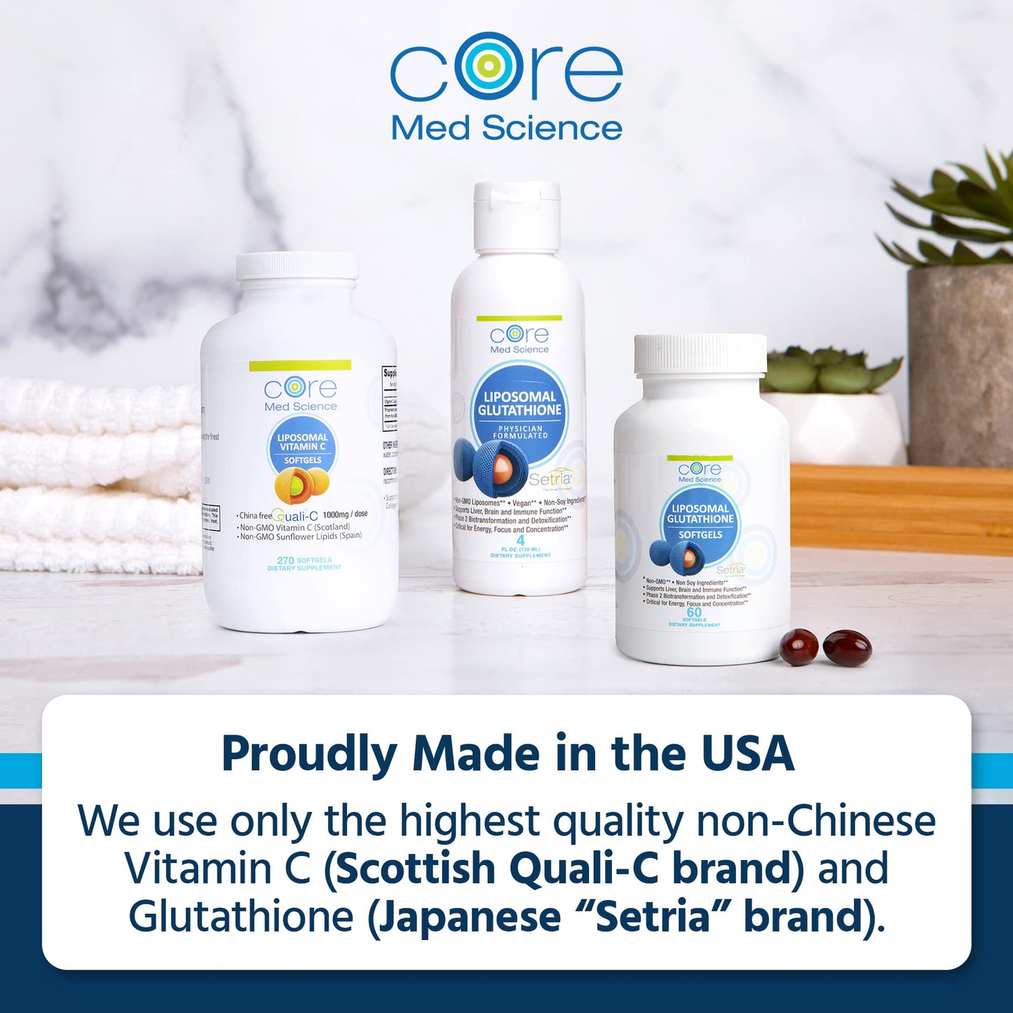 Core Med Science Liposomal Glutathione Supplement (500mg, 60 Softgels) - Pure Reduced Setria with Phospholipid Complex - Antioxidant Supplement for Energy, and Skin Nirvana Guru