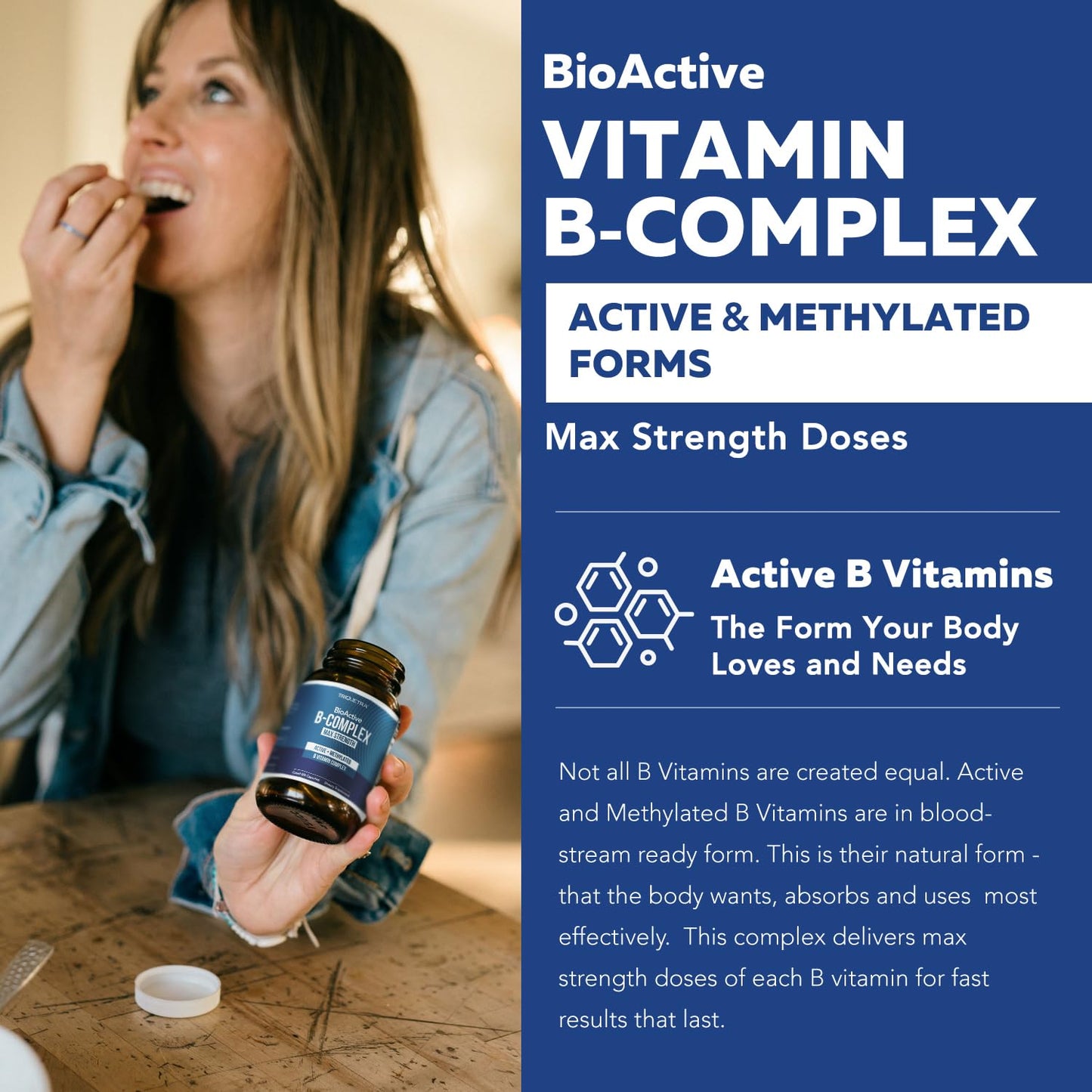 BioActive Vitamin B Complex - Blood Stream Ready, Methylated B Complex - Featuring Methylfolate, 3 BioActive Forms of B12, BenfoPure® B1 & Pantesin® B5 - 12 B Vitamins in Clinical Doses - 60 Servings Nirvana Guru