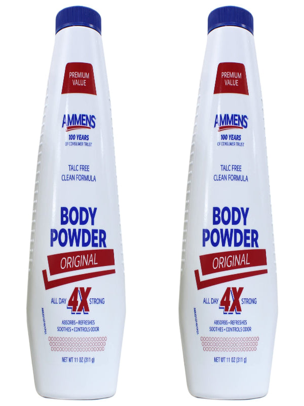 Ammens Body Powder Original – Talc-Free Clean Formula, All-Day 4X Strong Protection, 11 oz (Pack of 2) Nirvana Guru