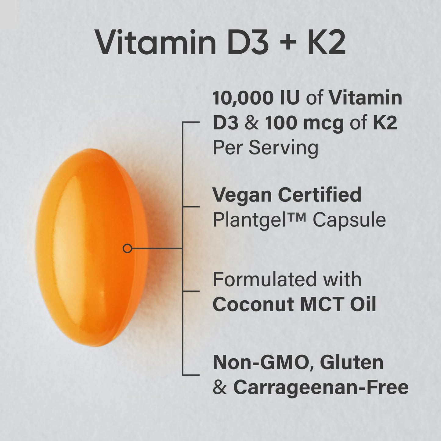 Sports Research® Vitamin D3 + K2 with Coconut MCT Oil | Vegan D3 2500iu (62.5mcg) & Plant Based Vitamin K2 100mcg | Vegan Certified, Soy & Gluten Free - 60 Softgels - Nirvana Guru